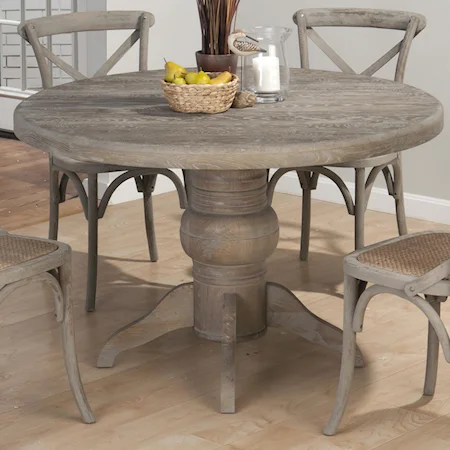 Coastal Round Pedestal Table Made of Solid Oak